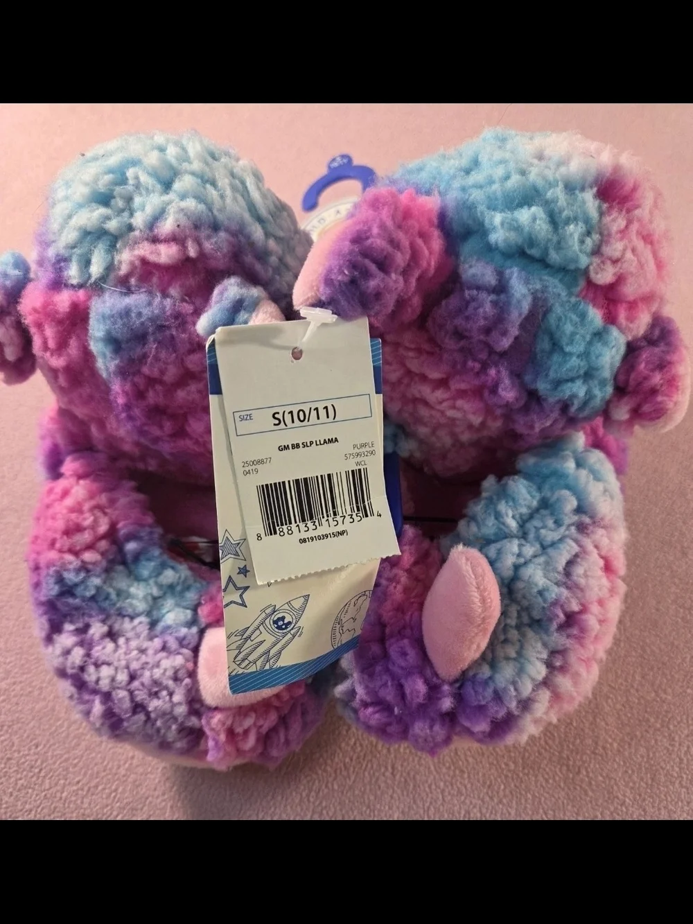 Build-A-Bear Multicolor Plush Lamb Slippers - Pink, Blue & Purple